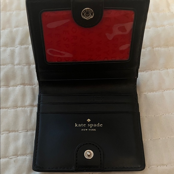 Kate Spade Black and White Polka Dot Patent Leather Card Holder Wallet ♠️ - Picture 4 of 14